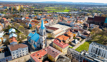 View of city of Oswiecim in Poland, where Nazi Auschwitz concentration camp is located