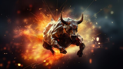 A charging powerful bull. Finance and investment bull market concept.