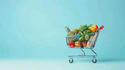 Shopping Cart Filled With Fresh Vegetables