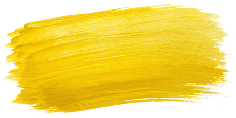 Yellow Paint Brush Stroke On Transparent background - obrazy, fototapety, plakaty
