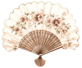 Elegant floral hand fan illustration