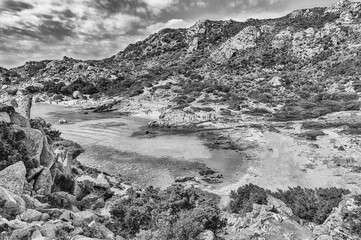 View over Cala Corsara, Spargi Island, Maddalena Archipelago, Sardinia, Italy