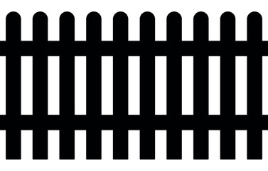 wooden fence - black and white silhouette illustration - seamless repeatable pattern