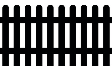 wooden fence - black and white silhouette illustration - seamless repeatable pattern