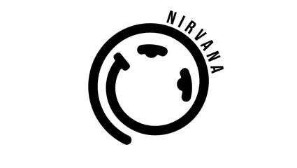 Nirvana smile, black isolated silhouette