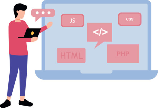 The guy is doing web coding.