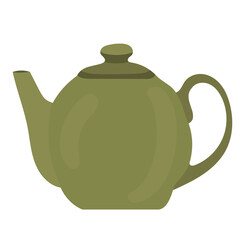 green teapot for tea in flat style on white background vector