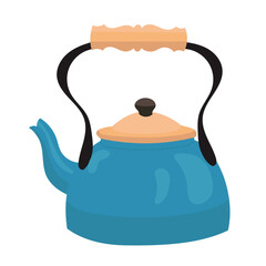 teapot blue in flat style on white background vector
