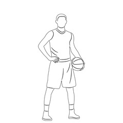 male basketball player sketch on white background vector
