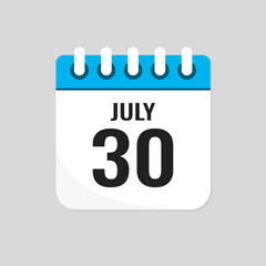 Icon page calendar day - 30 July