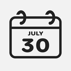Icon page calendar day - 30 July
