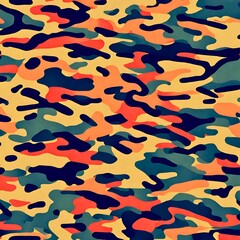 カモフラージュ柄｜オレンジ&times;緑&times;黄色｜お茶漬けカラー