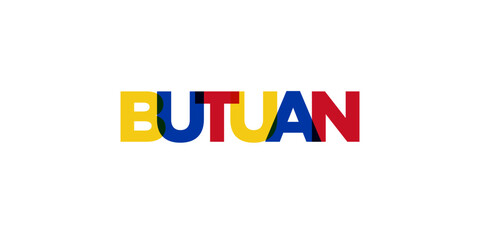Butuan in the Philippines emblem. The design features a geometric style, vector illustration with bold typography in a modern font. The graphic slogan lettering.
