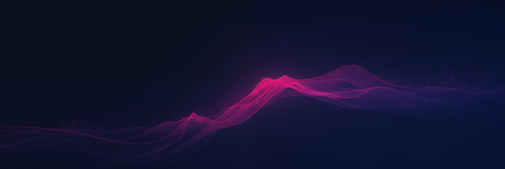 Enigmatic neon pulse flowing through digital darkness, vibrant neon pink wave undulates through a deep blue digital void