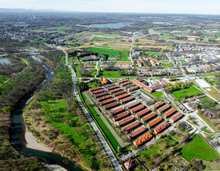 View of Auschwitz concentration camp in Oswiecim, a complex of concentration and extermination camps operated by Nazi Germany in occupied Poland