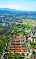 View of Auschwitz concentration camp in Oswiecim, a complex of concentration and extermination camps operated by Nazi Germany in occupied Poland