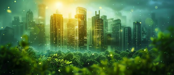 ESG integrated cityscape, green energy powering life