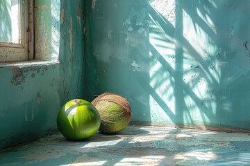 Organic fresh tropical young green coconut professional advertising food photography