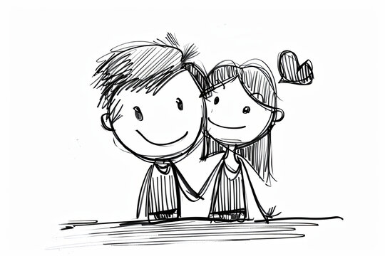Scribble sketch of a  lovely couple 