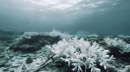 Silent witnesses bleached coral reefs under global warming ai image