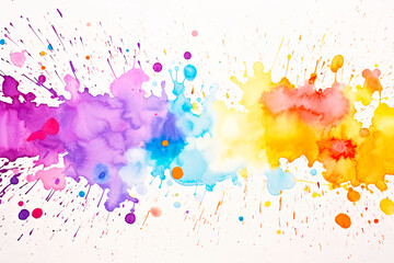 Multicolored Paint Splattered on White Background