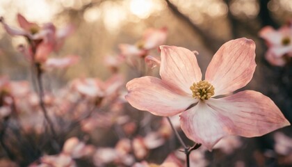 closeup of pink dogwood in full bloom as a nature background