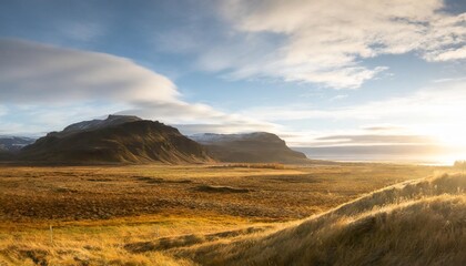 Fototapeta na wymiar icelandic landscape panorama on sunny autumn day