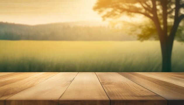 green nature background wooden table ai generative image