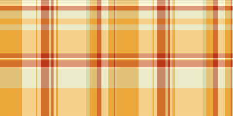 King tartan seamless fabric, vertical texture background vector. Linen pattern check plaid textile in amber and orange colors.