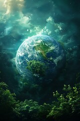 Obraz na płótnie Canvas Clean tech Earth, harnessing renewable sources