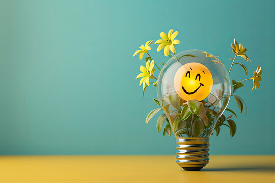 Positive thinking concept using object with a smiley face