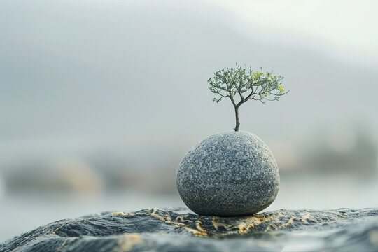 Positive thinking concept using a tiny plant