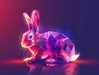 Fototapeta na wymiar Polygonal rabbit illustration. Cute cyber Easter bunny. Futuristic digital Easter card