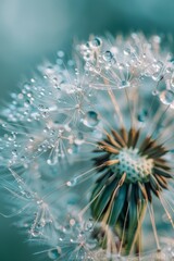 Dandelion seeds on blue	
