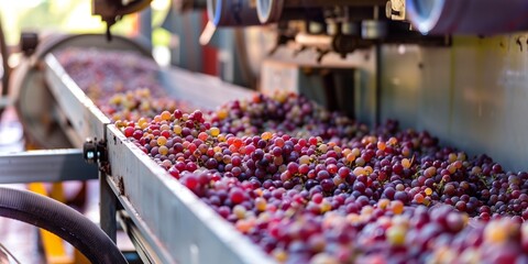 Crushing and Destemming Area: Stainless steel machinery for separating grape skins from stems.