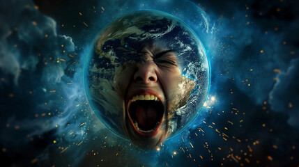 earth screaming concept nature protection