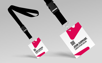 Black Lanyard and badge. Template for presentation of their design. Realistic vector illustration