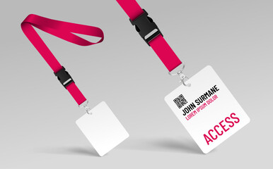 Lanyard and badge. Template for the presentation of your design. Realistic vector illustration - 774879397