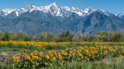 Fototapeta premium Spring Blooms at Mountain's Foot