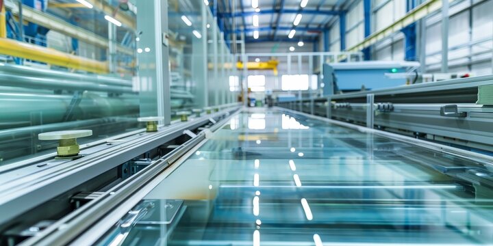 Insulated glass unit (IGU) manufacturing line. Automated spacer frame assembly stations.