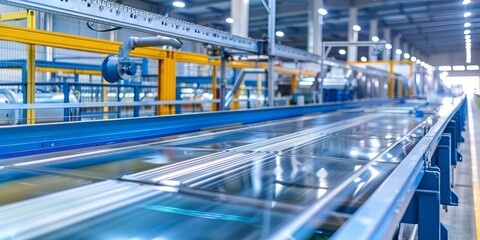 Obraz premium Vinyl Fence Production Facility: Extrusion lines for PVC profiles with UV stabilizers.