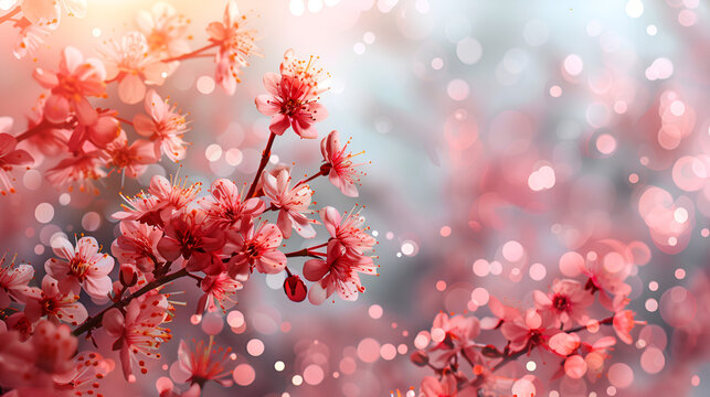 cherry blossom10 copy space isolated background Cherry blossoms, close-up, Tokyo Prefecture, Japan Aerial view pink Japanese Prunus Serrulata branches, Generative Ai