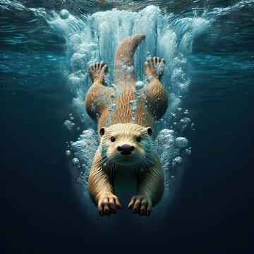 otter in the water