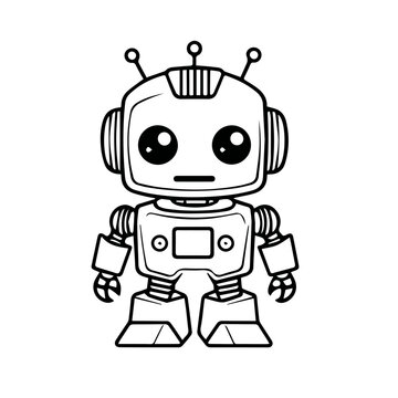 robot vector outline design illustration