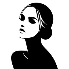 Beautiful young woman portrait, vector black color silhouette, Black color silhouette 2