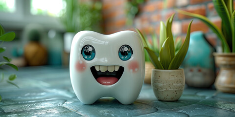 Cartoon character of smiling tooth - 774883753
