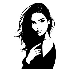 Beautiful young woman portrait, vector black color silhouette, Black color silhouette 6