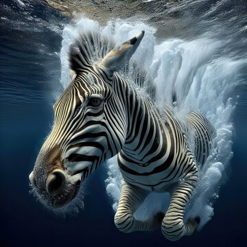 close up of a zebra in the water - version 1