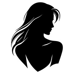 Beautiful young woman portrait, vector black color silhouette, Black color silhouette 20