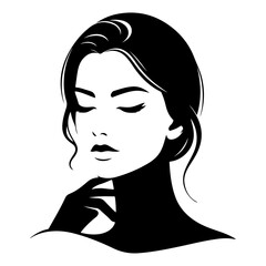 Beautiful young woman portrait, vector black color silhouette, Black color silhouette 24